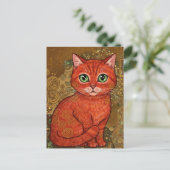 Schattigee Ginger Cat Gustav Klimt Briefkaart (Staand voorkant)