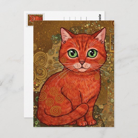 Schattigee Ginger Cat Gustav Klimt Briefkaart (Voorkant / Achterkant)