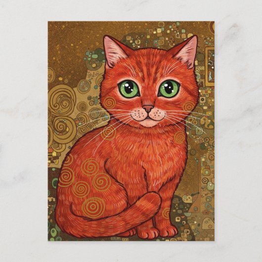 Schattigee Ginger Cat Gustav Klimt Briefkaart (Voorkant)