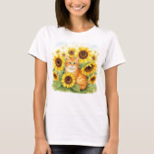 Schattigee Ginger Cat Zonnebloemen T-shirt (Voorkant)