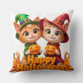 Schattigee Ginger Cats in Heks Petten Halloween Po Kussen (Achterkant)