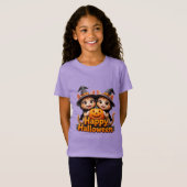 Schattigee Ginger Cats in Heks Petten Halloween Po T-shirt (Voorkant volledig)