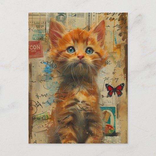 Schattigee Ginger Kitten Collage Briefkaart (Voorkant)