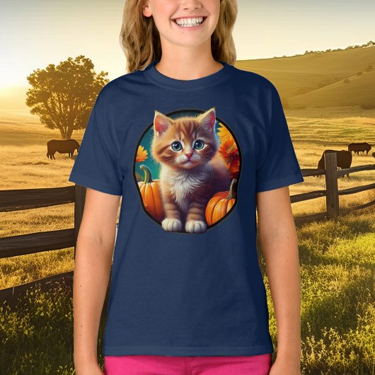 Schattigee Ginger Kitten Herfst Oogst Pompoenen Me T-shirt