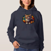 Schattigee Ginger Kitten Herfst Oogst Pompoenen Vr Hoodie (Voorkant)