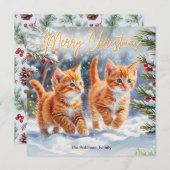 Schattigee Ginger Pets Kittens Feestelijk Vrolijk  Feestdagenkaart (Voorkant / Achterkant)