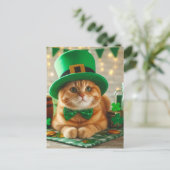 Schattigee Ginger Saint Patricks Day Cat Briefkaart (Staand voorkant)