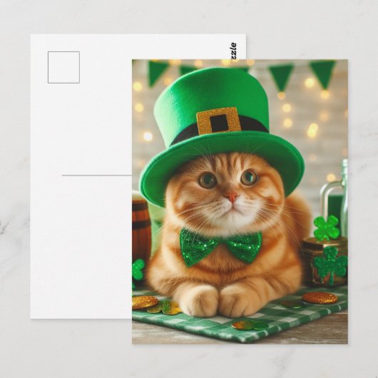 Schattigee Ginger Saint Patricks Day Cat Briefkaart (Voorkant / Achterkant)
