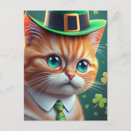 Schattigee Ginger Tabby Saint Patricks Day Cat Briefkaart