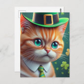 Schattigee Ginger Tabby Saint Patricks Day Cat Briefkaart (Voorkant / Achterkant)