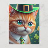Schattigee Ginger Tabby Saint Patricks Day Cat Briefkaart (Voorkant)