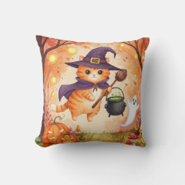 Schattigee Ginger Witch Cat Halloween Kussen