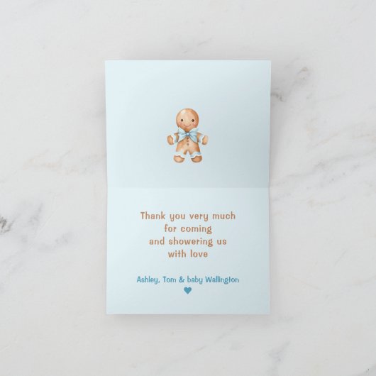 Schattigee Gingerbread Blue Boy Christmas Baby sho Bedankkaart (Binnen)