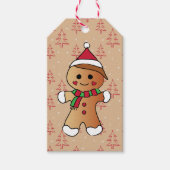 Schattigee Gingerbread Boy Cartoon Vakantie Cookie Cadeaulabel (Voorkant)