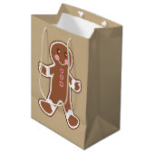 Schattigee Gingerbread Boy Christmas Gift Bag Medium Cadeauzakje (Voorkant Gekanteld)