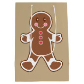 Schattigee Gingerbread Boy Christmas Gift Bag Medium Cadeauzakje (Achterkant)
