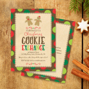 Schattigee Gingerbread Christmas Party Cookie Exch Kaart