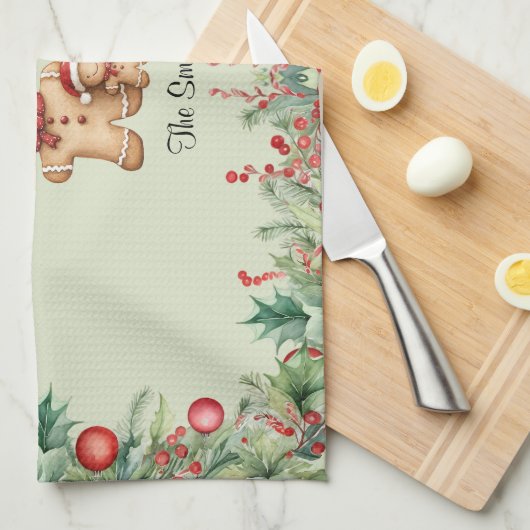 Schattigee Gingerbread Cookie Familie Kerst Keuken Theedoek (Quarter Fold)