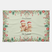Schattigee Gingerbread Cookie Familie Kerst Keuken Theedoek (Horizontaal)