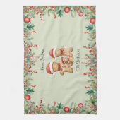 Schattigee Gingerbread Cookie Familie Kerst Keuken Theedoek (Verticaal)