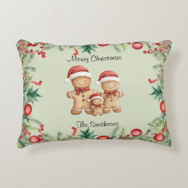 Schattigee Gingerbread Cookie Familie Kerstmis Accent Kussen