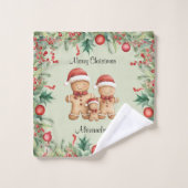 Schattigee Gingerbread Cookie Familie Kerstmis Bad Handdoek (Wasdoekje)