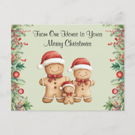 Schattigee Gingerbread Cookie Familie Kerstmis Briefkaart