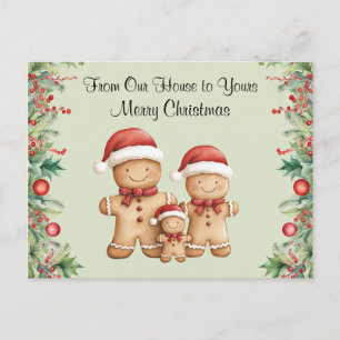 Schattigee Gingerbread Cookie Familie Kerstmis Briefkaart