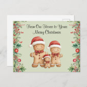 Schattigee Gingerbread Cookie Familie Kerstmis Briefkaart (Voorkant / Achterkant)