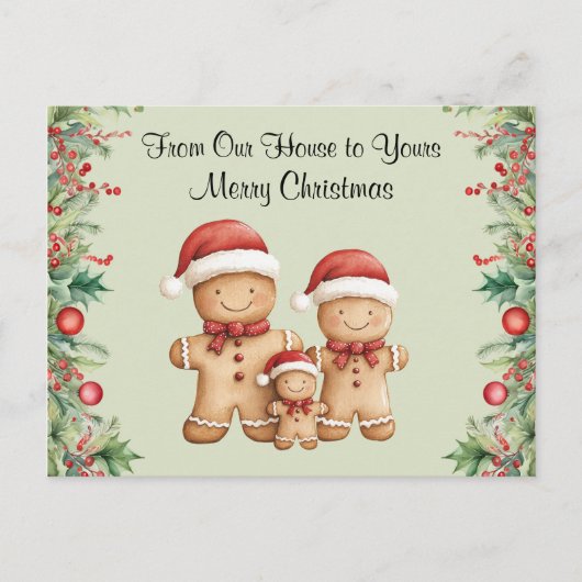 Schattigee Gingerbread Cookie Familie Kerstmis Briefkaart (Voorkant)