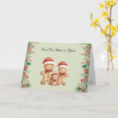 Schattigee Gingerbread Cookie Familie Kerstmis Kaart (Gele Bloem)