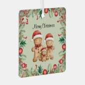 Schattigee Gingerbread Cookie Familie Kerstmis Metalen Ornament (Voorkant Rechts)