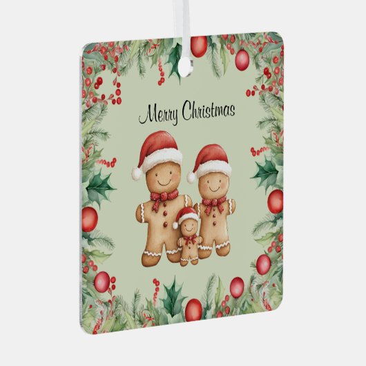 Schattigee Gingerbread Cookie Familie Kerstmis Metalen Ornament (Voorkant Rechts)