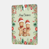 Schattigee Gingerbread Cookie Familie Kerstmis Metalen Ornament (Voorkant links)