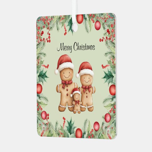 Schattigee Gingerbread Cookie Familie Kerstmis Metalen Ornament (Voorkant links)