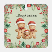 Schattigee Gingerbread Cookie Familie Kerstmis Metalen Ornament (Voorkant)