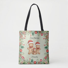 Schattigee Gingerbread Cookie Familie Kerstmis Tote Bag
