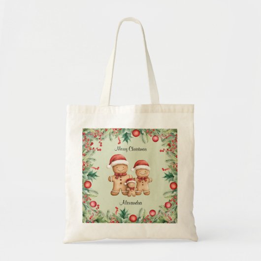 Schattigee Gingerbread Cookie Familie Kerstmis Tote Bag (Voorkant)