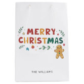 Schattigee Gingerbread Cookie Gepersonaliseerde Ke Medium Cadeauzakje (Voorkant)