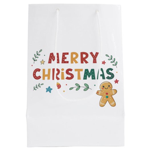 Schattigee Gingerbread Cookie Gepersonaliseerde Ke Medium Cadeauzakje (Achterkant)