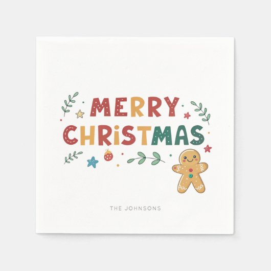 Schattigee Gingerbread Cookie Gepersonaliseerde Ke Servet (Voorkant)