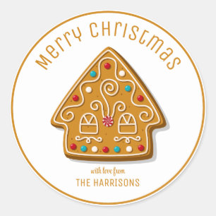 Schattigee Gingerbread Cookies House Christmas Ronde Sticker