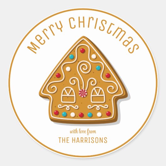 Schattigee Gingerbread Cookies House Christmas Ronde Sticker (Voorkant)