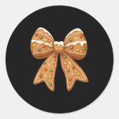 Schattigee Gingerbread Coquette Bow Christmas Xmas Ronde Sticker (Voorkant)