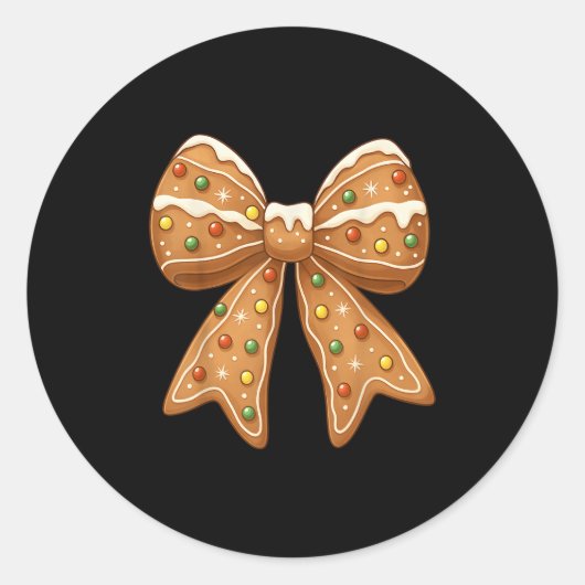 Schattigee Gingerbread Coquette Bow Christmas Xmas Ronde Sticker (Voorkant)