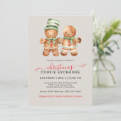 Schattigee Gingerbread Couple Cookie Exchange Part Kaart (Staand voorkant)