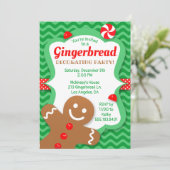 Schattigee Gingerbread Decorating Party Invitation Kaart (Staand voorkant)