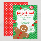 Schattigee Gingerbread Decorating Party Invitation Kaart (Voorkant / Achterkant)