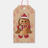 Schattigee Gingerbread Girl Vakantie Cookie Kraft Cadeaulabel (Voorkant)
