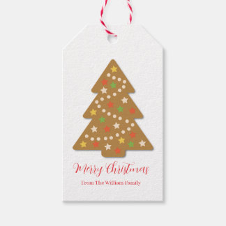 Schattigee Gingerbread kerstboom vakantie Cadeaulabel